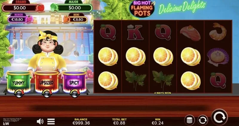Big Hot Flaming Pots Delicious Delights - combinação vencedora no jogo base